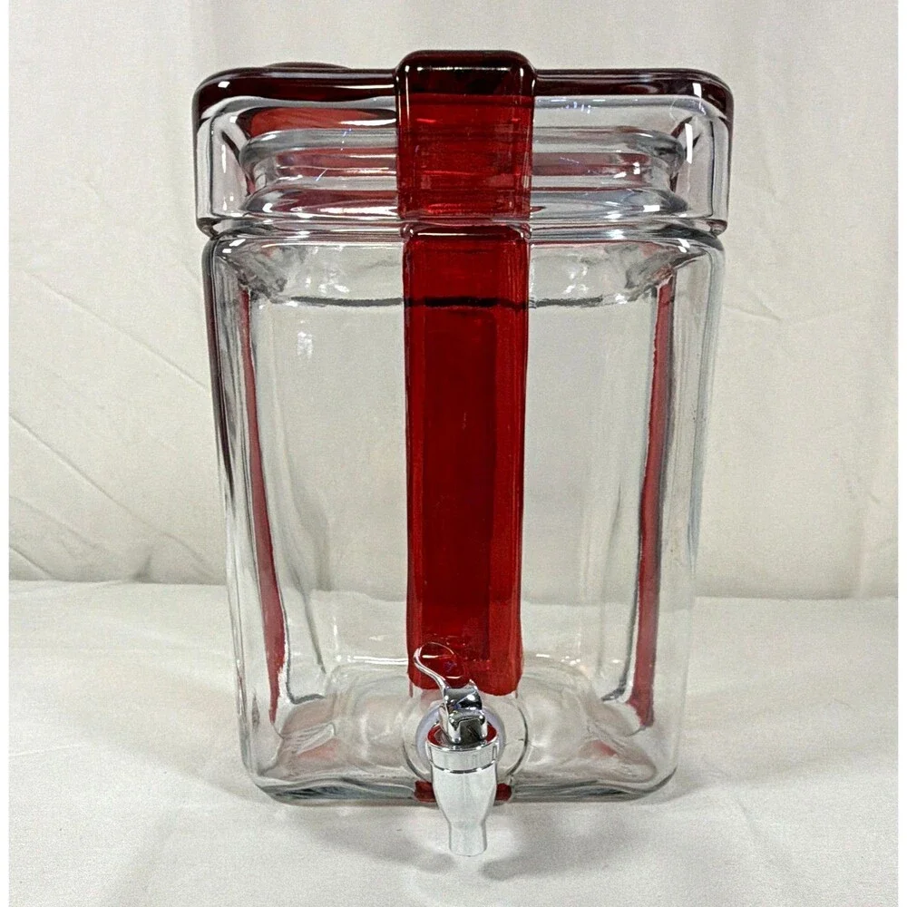 Winterberry Lane Glass Gift Box Drink Dispenser | Christmas Beverage Server